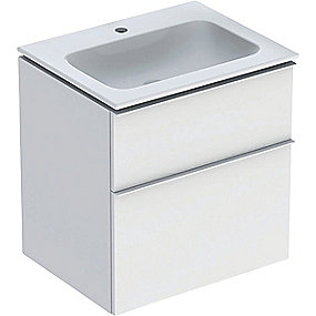 GEBERIT Icon møbelpakke 600x480x630mm 2skuffer hvid matlakeret, keratect, greb hvid pulverlakeret mat