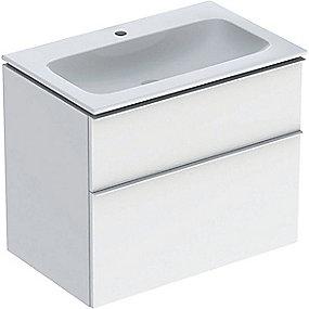 GEBERIT Icon møbelpakke 750x480x630mm 2skuffer hvid lakeret højglans, keratect, greb hvid pulverlakeret mat