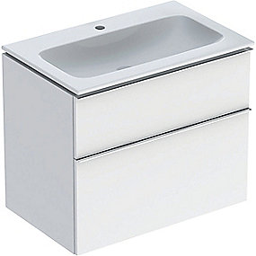 GEBERIT Icon møbelpakke 750x480x630mm 2skuffer hvid lakeret højglans, keratect, greb blankforkromet
