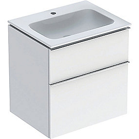 GEBERIT Icon møbelpakke 600x480x630mm 2skuffer hvid lakeret højglans, greb blankforkromet