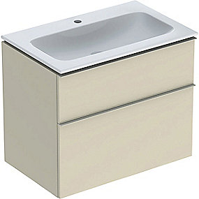 GEBERIT Icon møbelpakke 750x480x630mm 2skuffer sand-grå lakeret højglans, greb sandgrå pulverlakeret mat