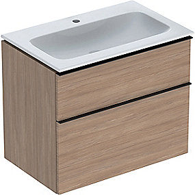 GEBERIT Icon møbelpakke 750x480x630mm 2skuffer eg natur melamin træstruktur, greb lava pulverlakeret mat
