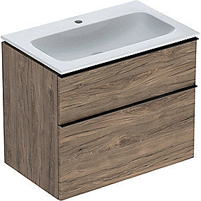 GEBERIT Icon møbelpakke 750x480x630mm 2skuffer nøddetræ hickory melamin træstruktur, greb lava pulverlakeret mat