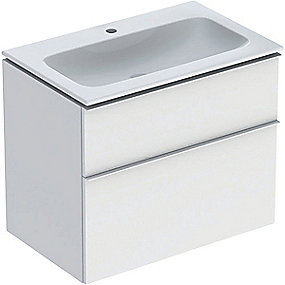 GEBERIT Icon møbelpakke 750x480x630mm 2skuffer hvid matlakeret, greb hvid pulverlakeret mat