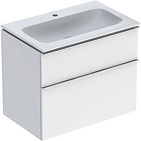 GEBERIT Icon møbelpakke 750x480x630mm 2skuffer hvid lakeret højglans, greb blankforkromet