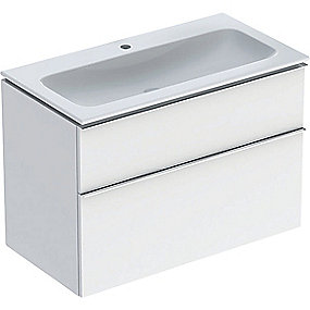 GEBERIT Icon møbelpakke 900x480x630mm 2skuffer hvid lakeret blankpoleret, greb blankforkromet