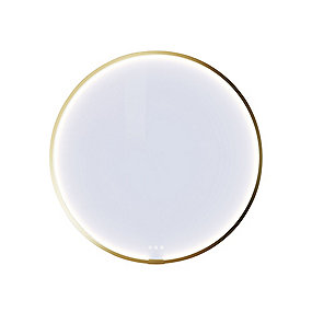 Dansani Rammespejl Moon med lysstyring Ø90 cm. Børstet messing