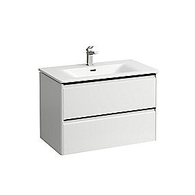 Laufen Palace møbelpakke 80cm, sortgreb, softclose, hvid højglans