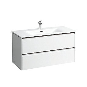 Laufen Palace møbelpakke 100cm, sortgreb, softclose, mathvid