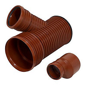 Pipelife PP-grenrør 45gr. 250x110mm. Pragma med afgrening til glat rør. NPM. EN13476-3