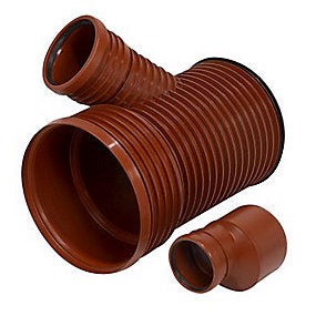 Pipelife PP-grenrør 45gr. 315x110mm. Pragma med afgrening til glat rør. NPM. EN13476-3