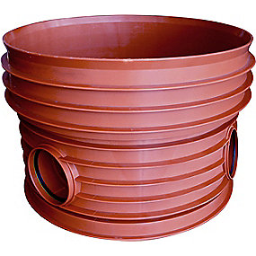 Pipelife PP rense-inspektionsbrønd 600-250mm T2 lige gennemløb og H+V tilløb 45 gr.