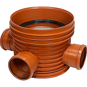 Pipelife PP rense-inspektionsbrønd 600-250mm T4 lige gennemløb og H tilløb 90 gr.