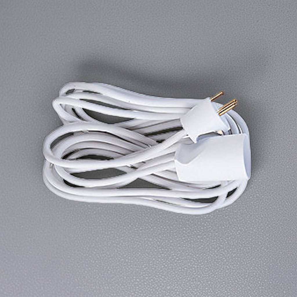 E-line forlængerledning 3G1,0 H05VV-F, med jord, 230V/13A, plastkabel, 5m, hvid