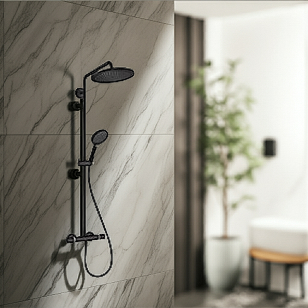 hansgrohe Croma Select S 280 showerpipe med håndbruser Raindance Select S 120 3jet, mat sort