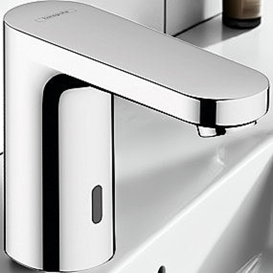 hansgrohe Vernis Blend elektronisk håndvaskarmatur med forhåndsjusterbar temperatur, 6 V