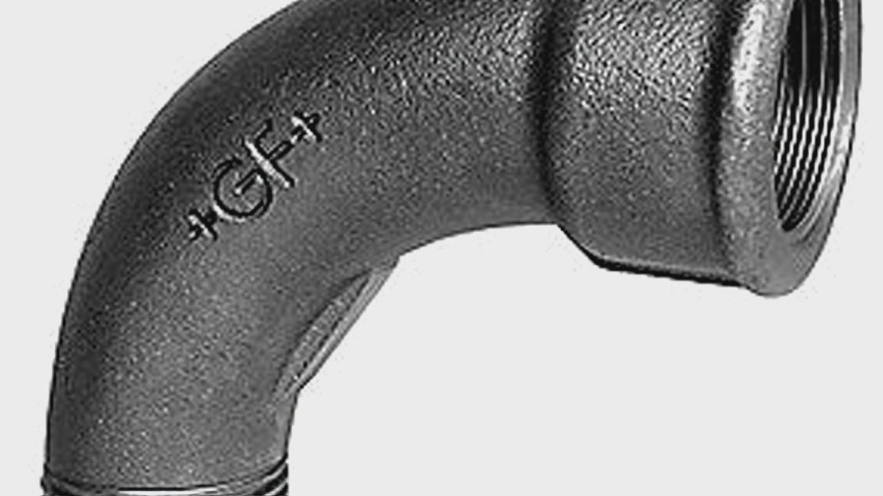Georg Fischer Lang bøjning 90° sort 3/8'' muffe-nippel